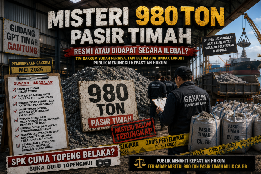 Gempar! Dari Mana Asal 980 Ton Pasir Timah CV. BB? Gakkum Sudah Turun, Hasilnya Masih Misterius